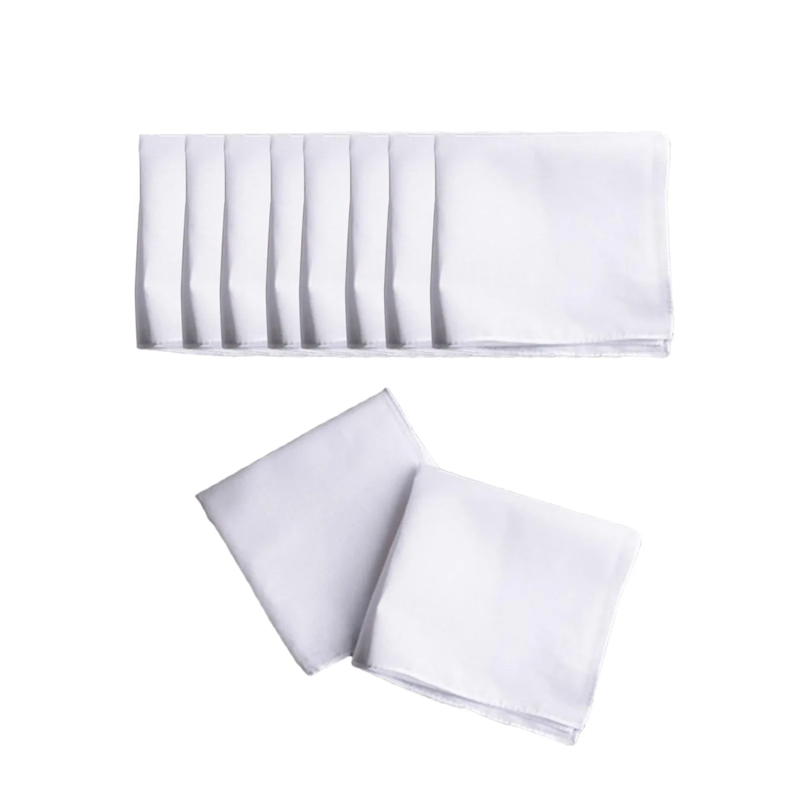 10 Pieces Cotton Hanky for Men Suit Solid White Handkerchiefs for DIY Crafts 35cmx35cm