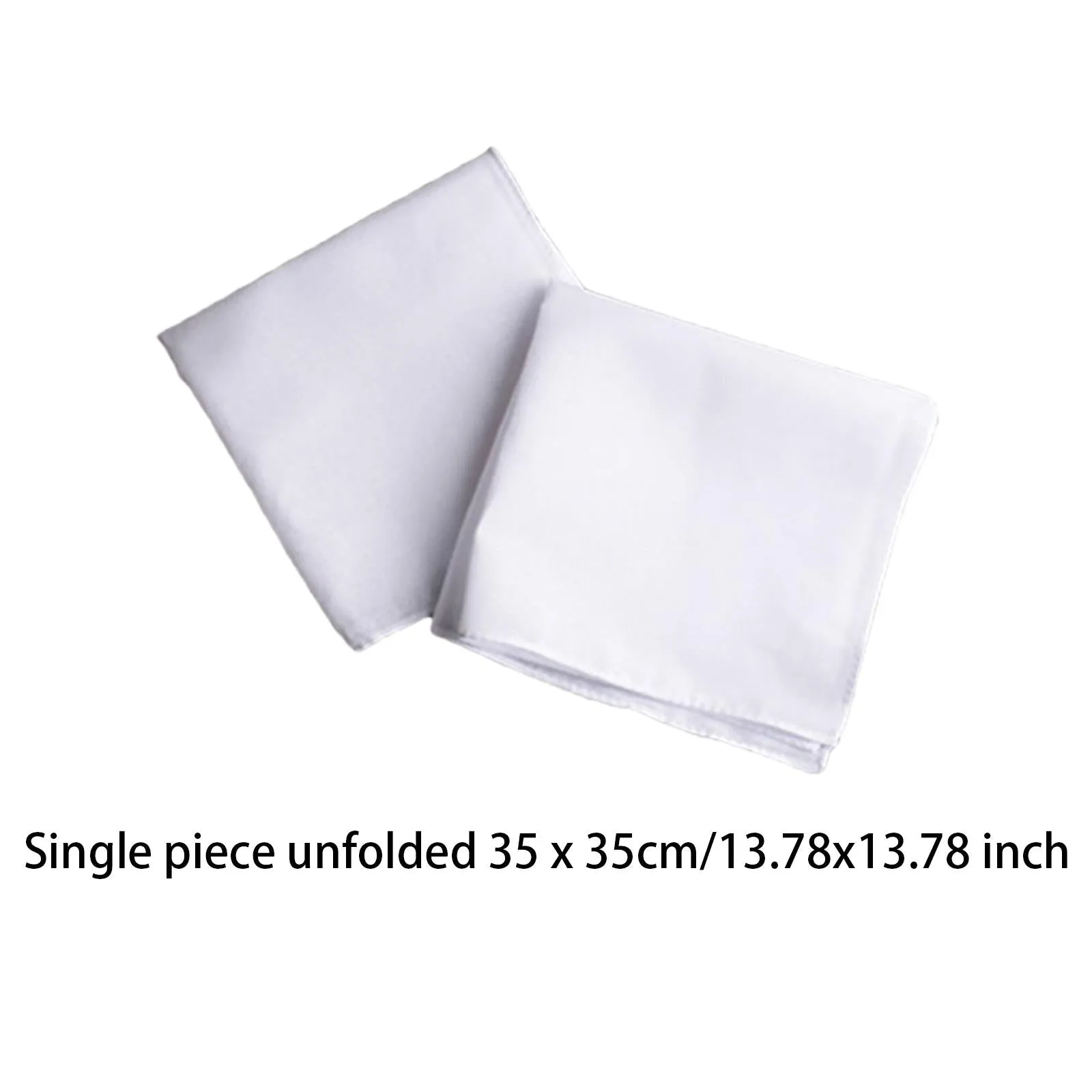 10 Pieces Cotton Hanky for Men Suit Solid White Handkerchiefs for DIY Crafts 35cmx35cm