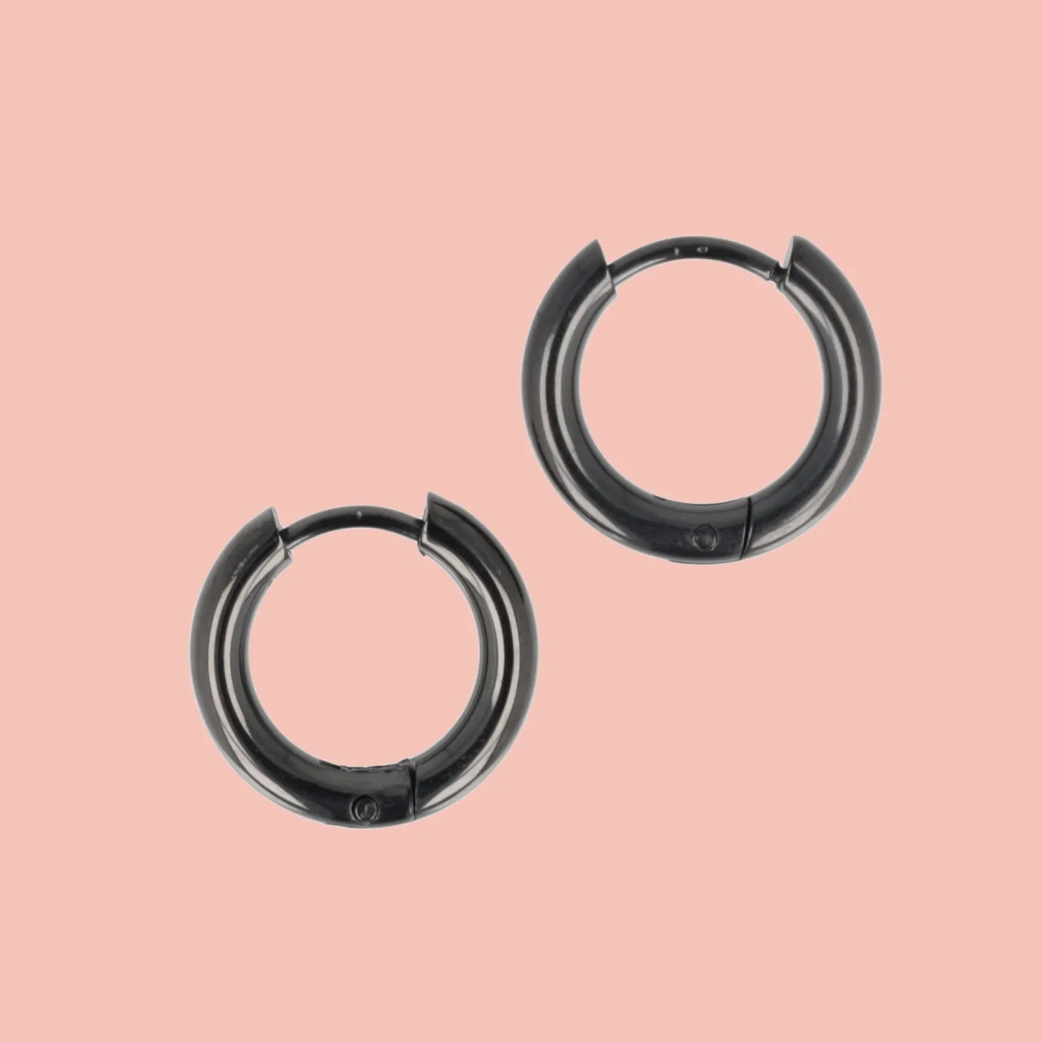 15mm Stainless Steel Hoop Earrings (Black)