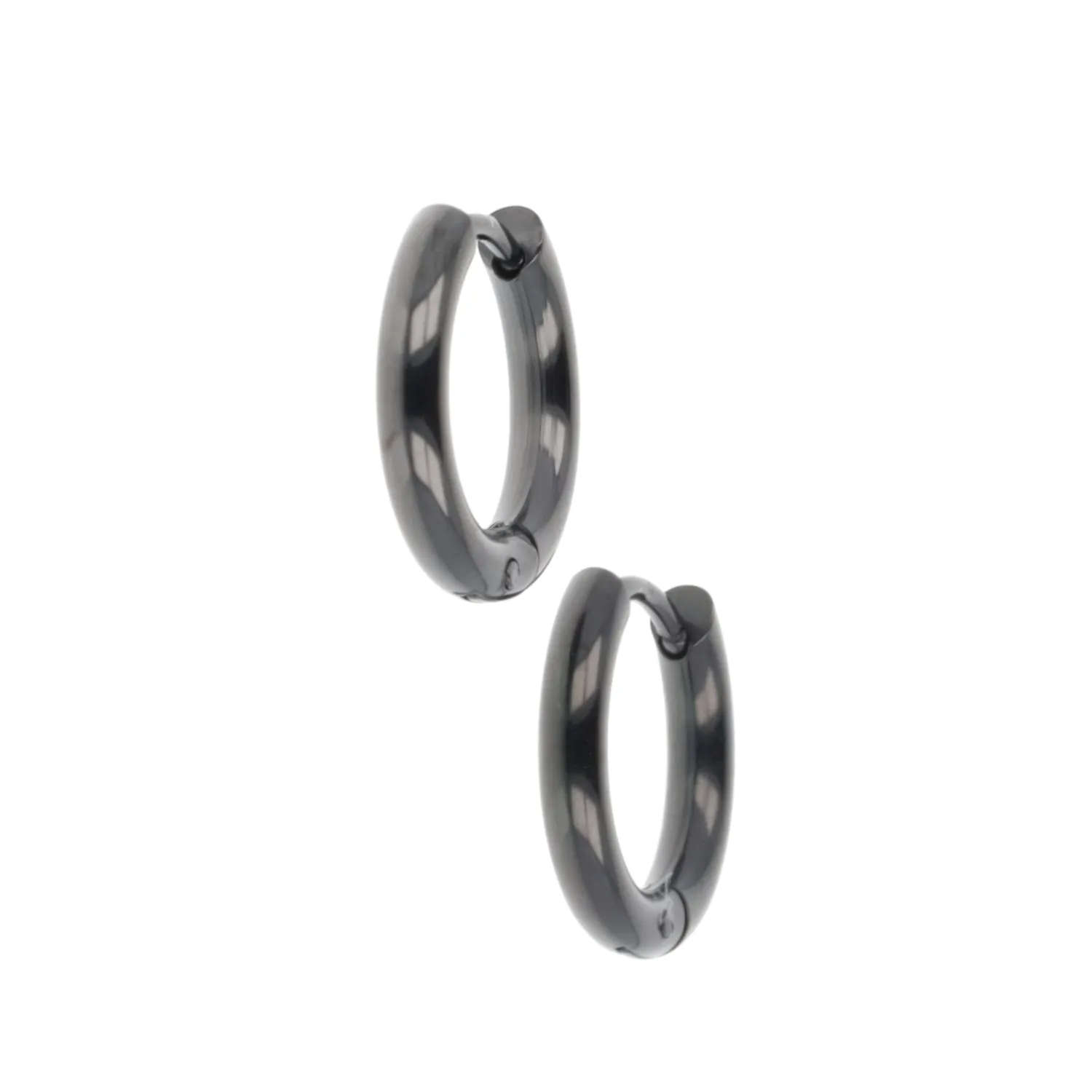 15mm Stainless Steel Hoop Earrings (Black)