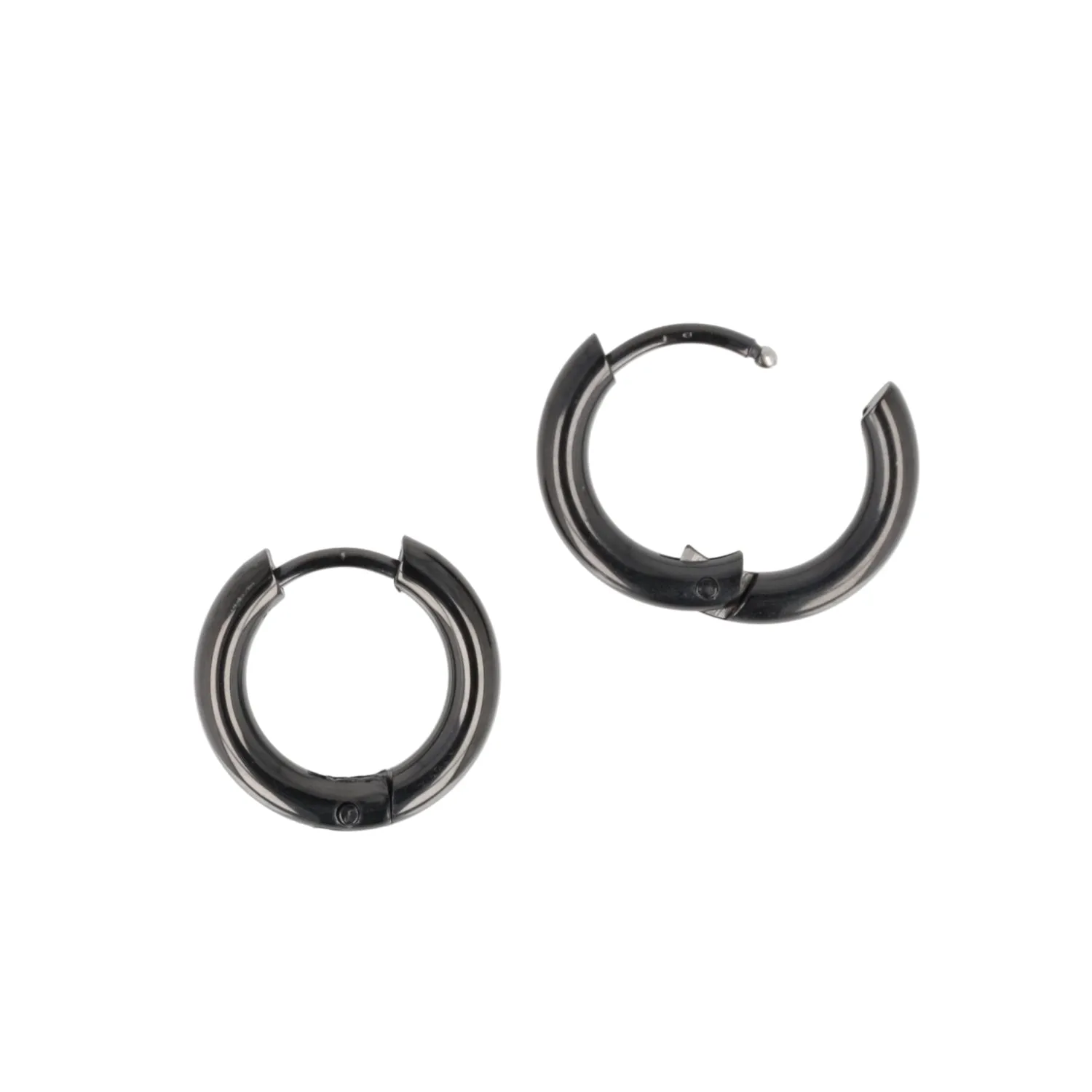 15mm Stainless Steel Hoop Earrings (Black)