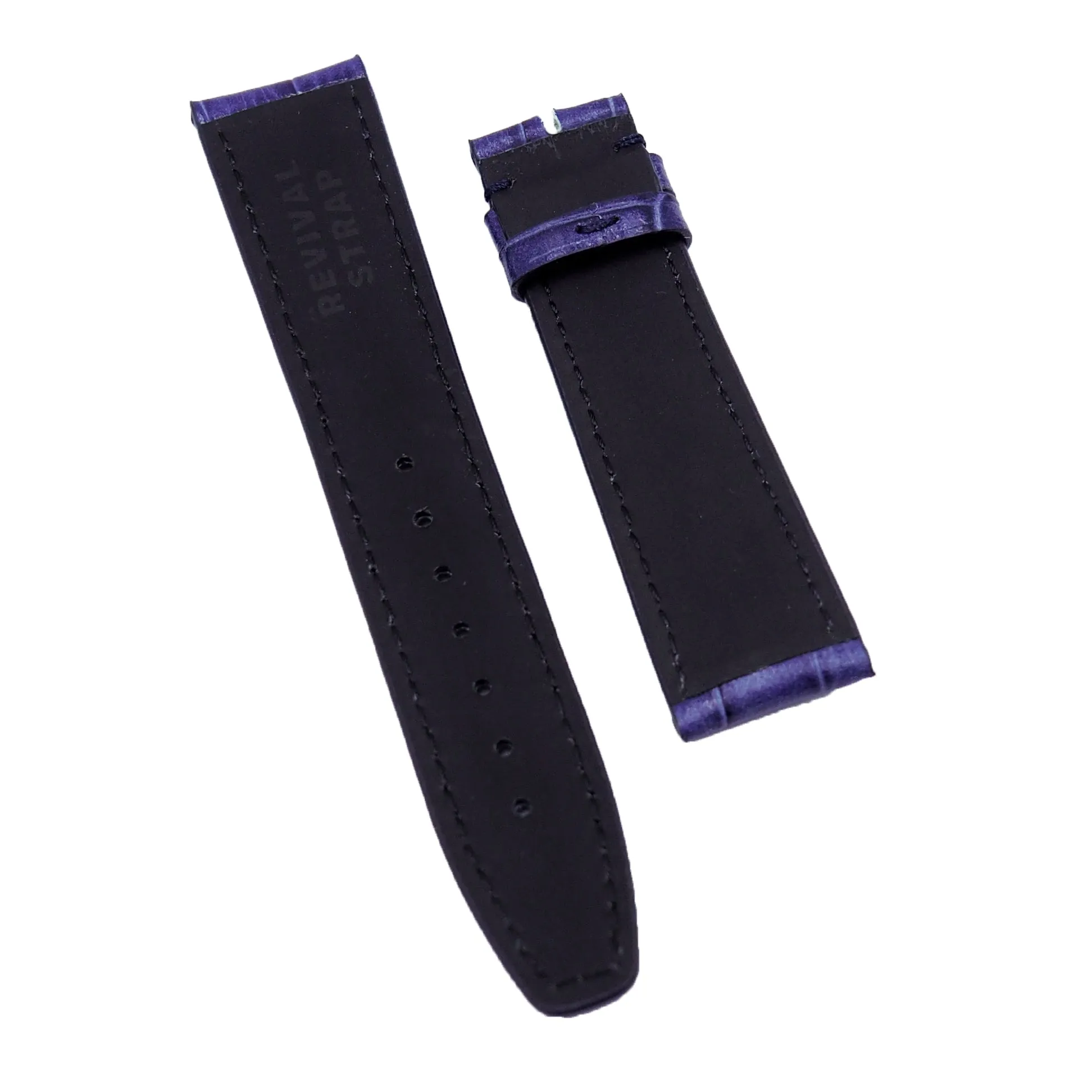 20mm, 21mm, 22mm Berry Blue Alligator Embossed Calf Leather Watch Strap For IWC