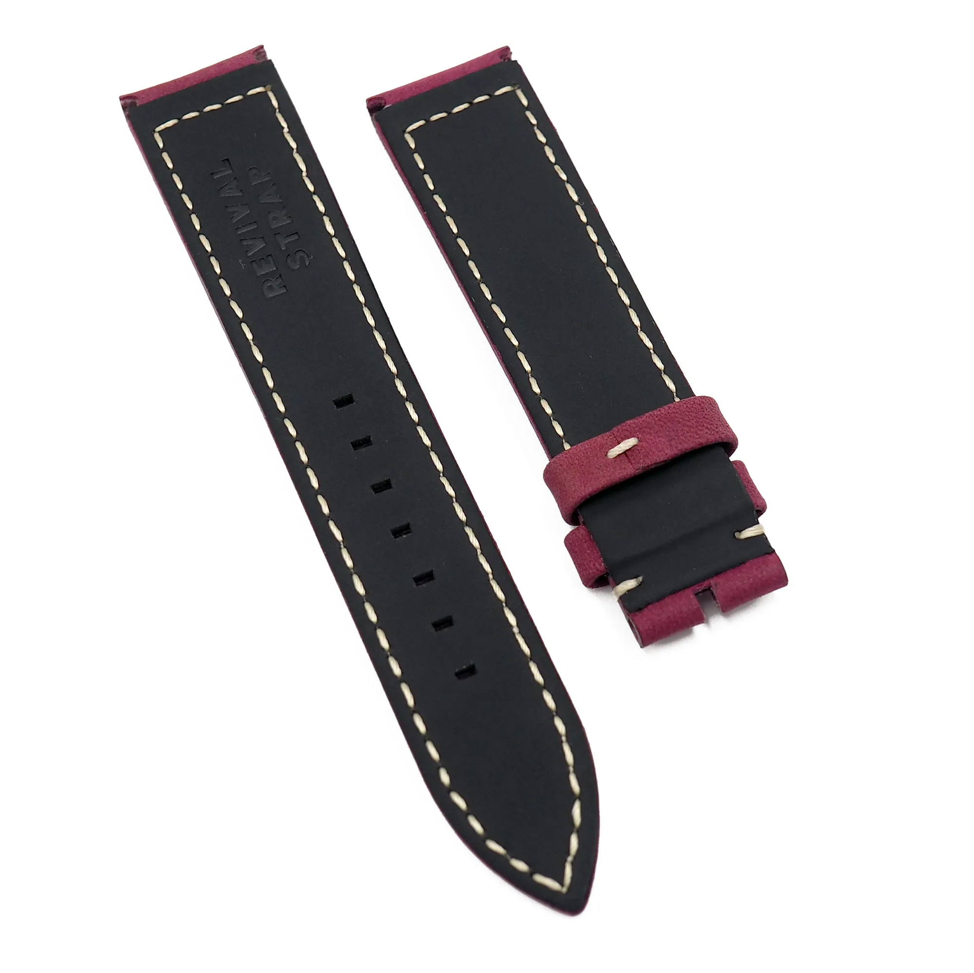 20mm Dark Red Matte Calf Leather Watch Strap For Zenith