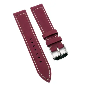 20mm Dark Red Matte Calf Leather Watch Strap For Zenith