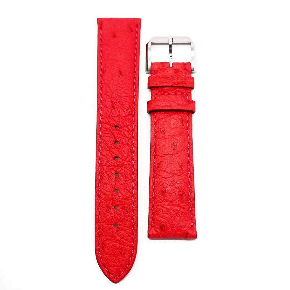 20mm Red Spot Pattern Ostrich Leather Watch Strap