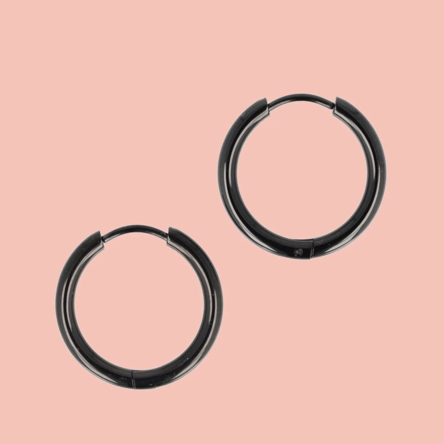 21mm Stainless Steel Hoop Earrings (Black)