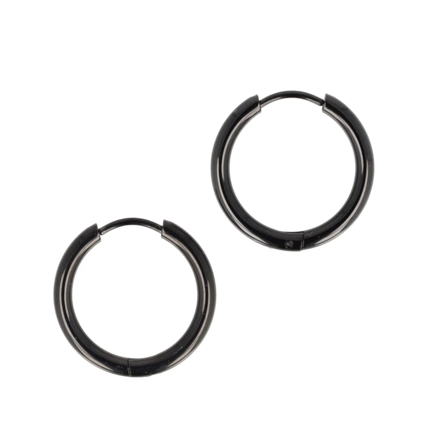 21mm Stainless Steel Hoop Earrings (Black)