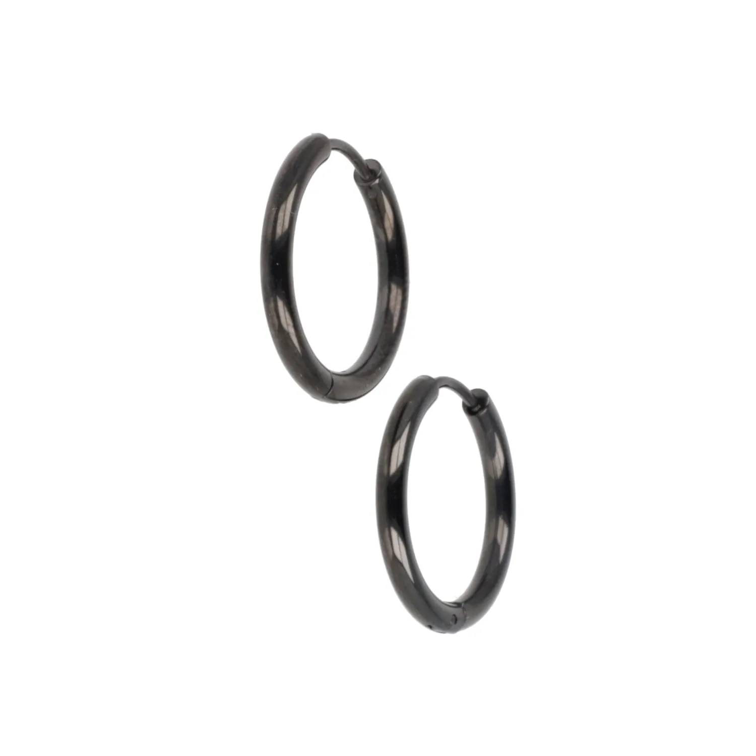 21mm Stainless Steel Hoop Earrings (Black)