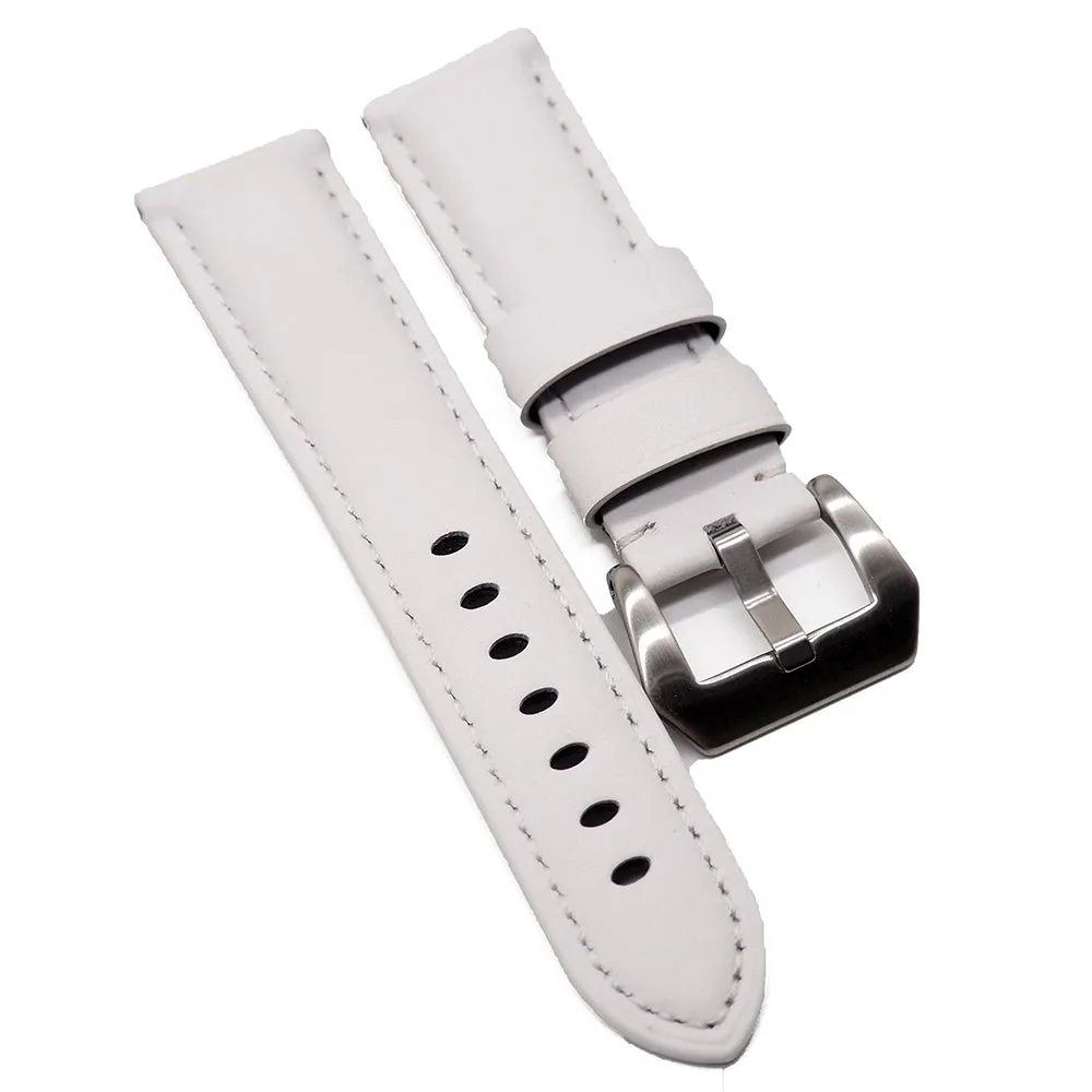 24mm White Calf Leather Watch Strap For Panerai