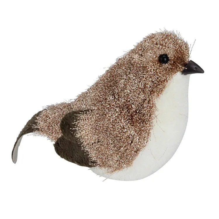 6.25" Brown and White Bird Christmas Figure Tabletop Decor