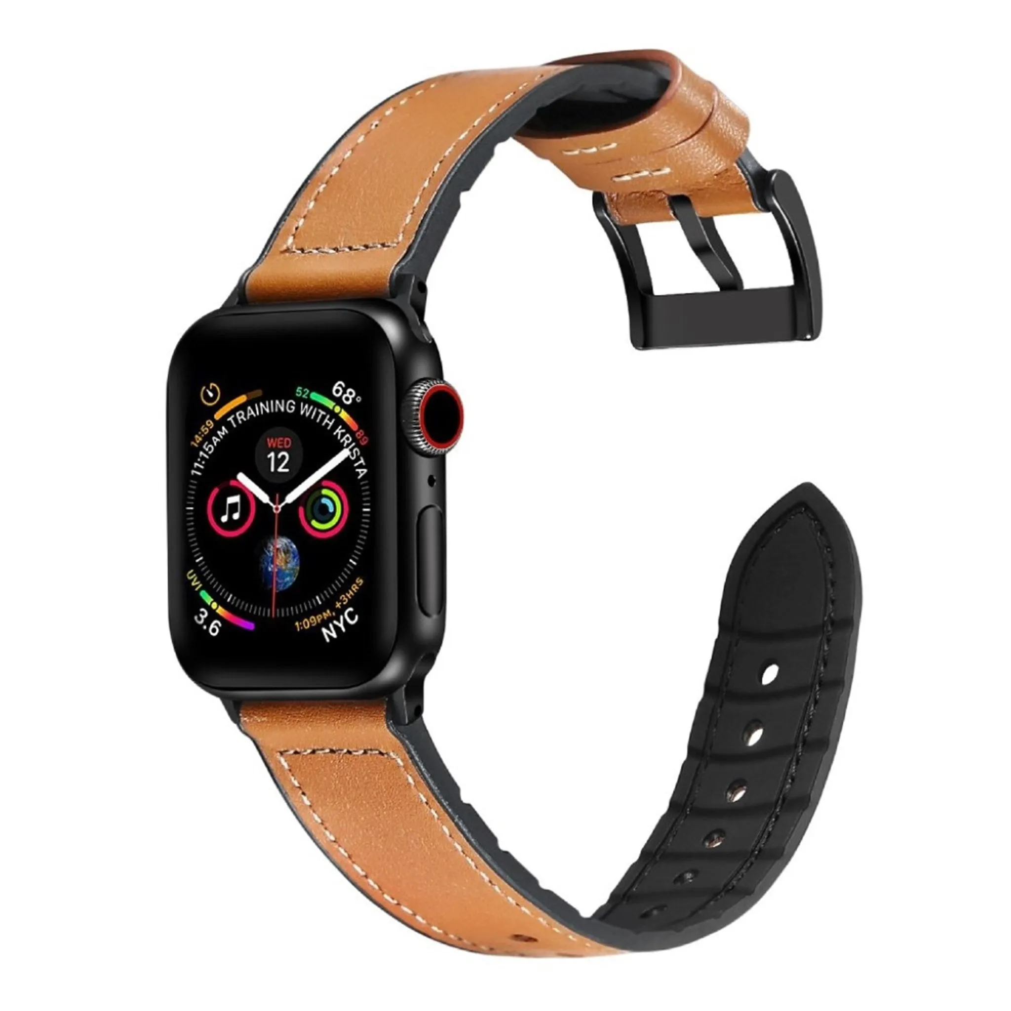 Apple Watch Series 6 / 5 44mm silicone   leather coated watch band - Brown