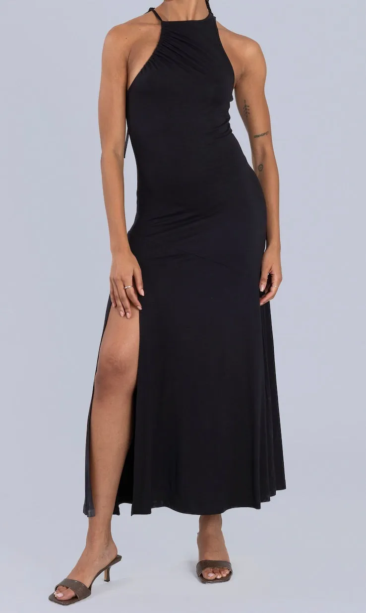 Asymmetric Neckline Maxi Dress