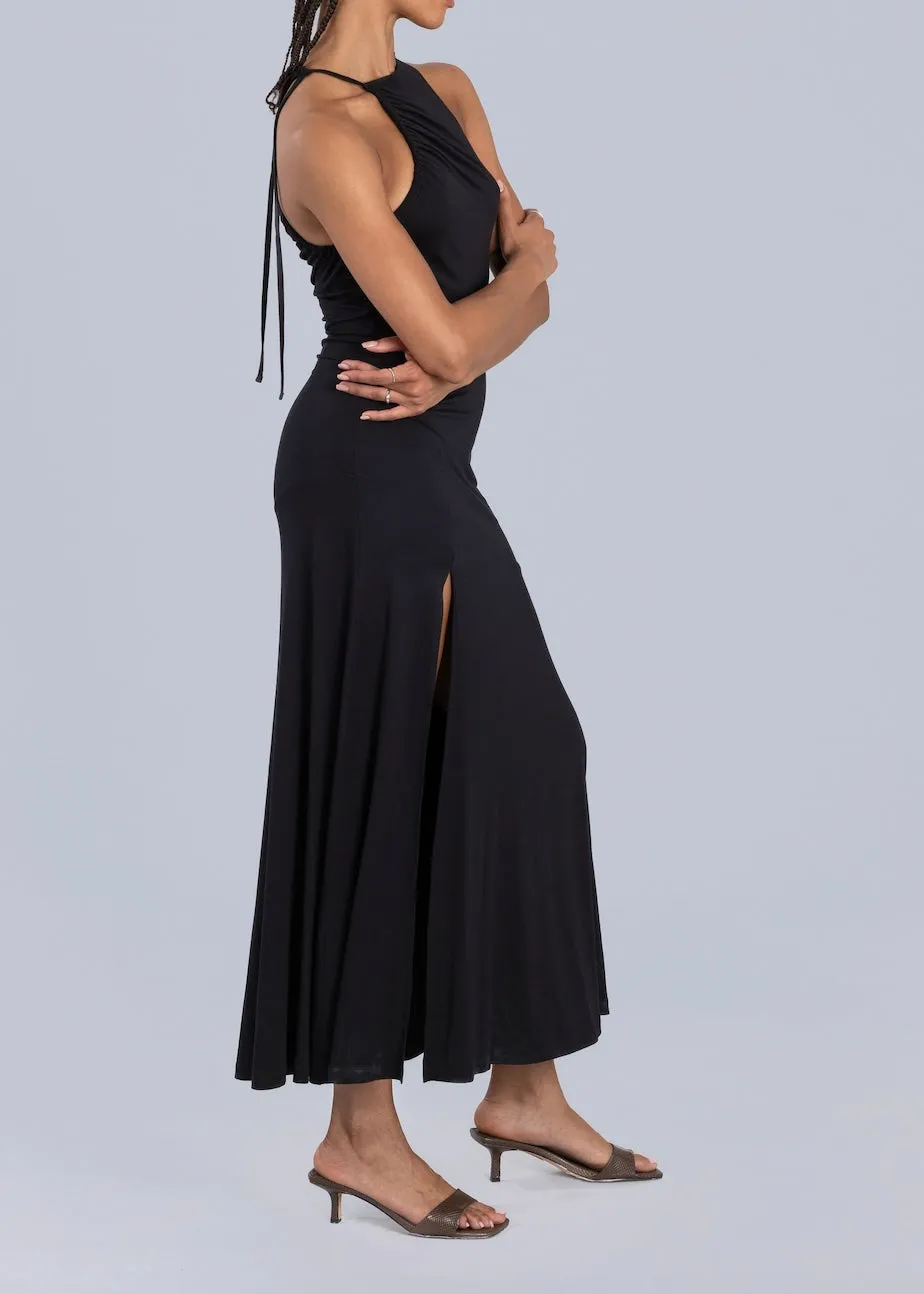 Asymmetric Neckline Maxi Dress