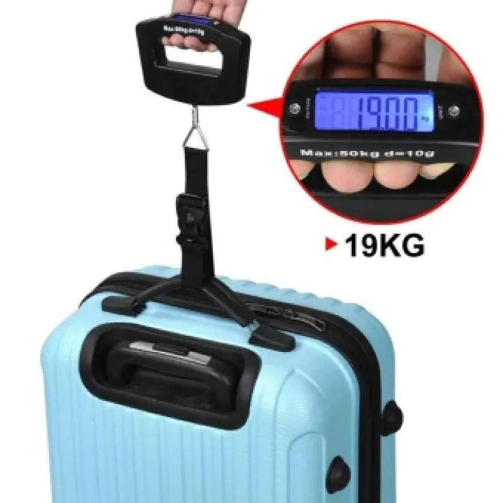 Black Digital Portable Luggage Scale with LCD Backlight - 50 kg