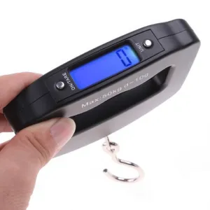 Black Digital Portable Luggage Scale with LCD Backlight - 50 kg