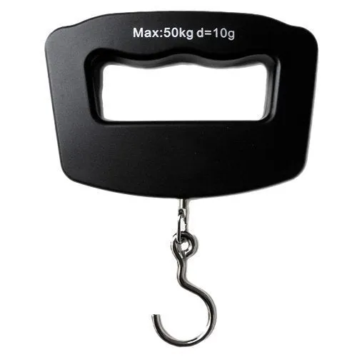 Black Digital Portable Luggage Scale with LCD Backlight - 50 kg