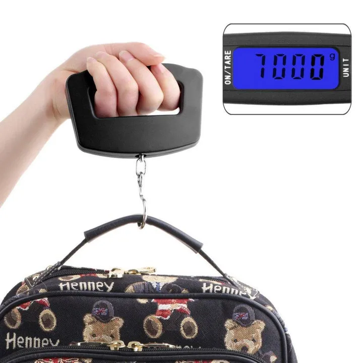 Black Digital Portable Luggage Scale with LCD Backlight - 50 kg