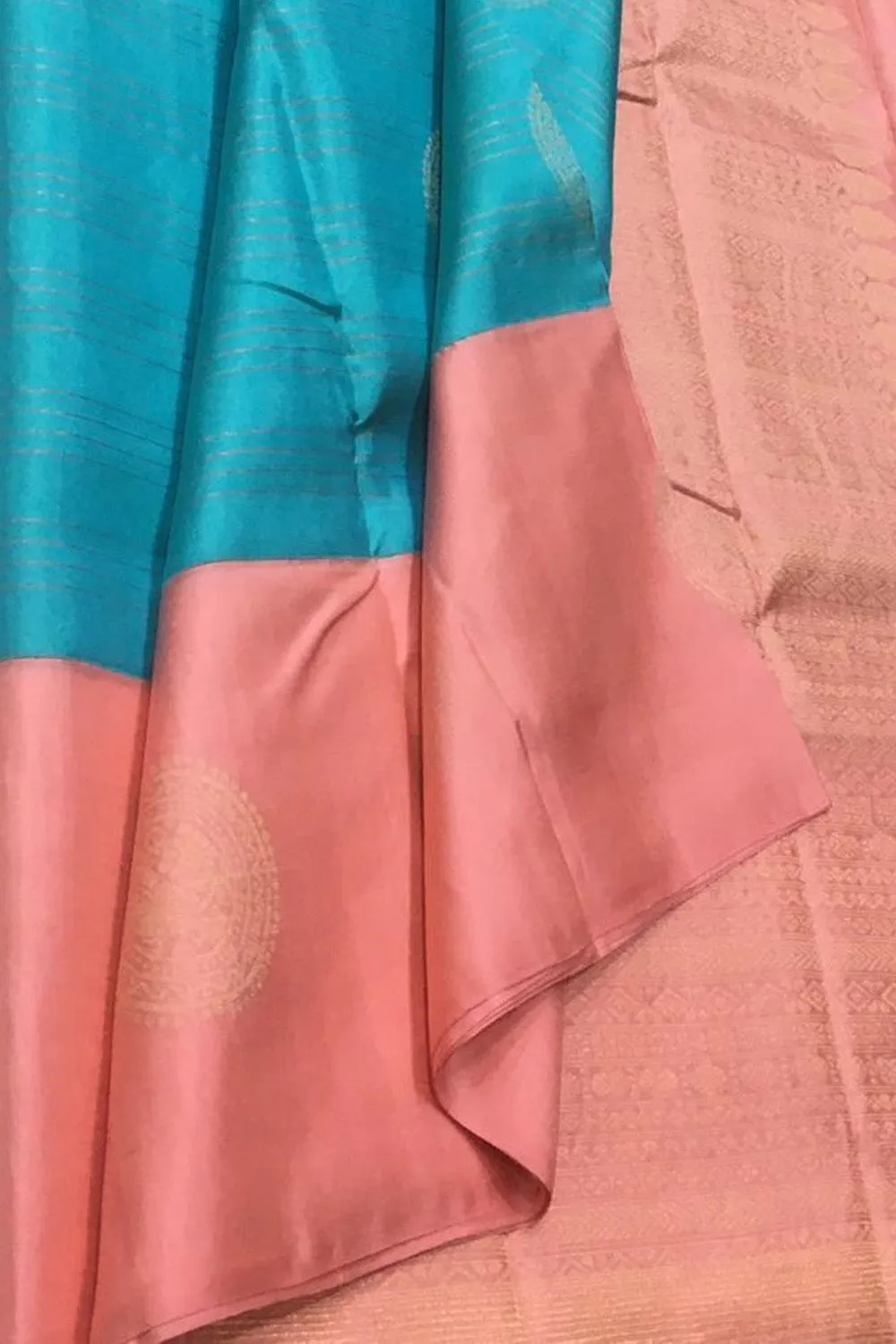 Blue Handloom Kanjeevaram Pure Silk Saree - Elegant and Timeless