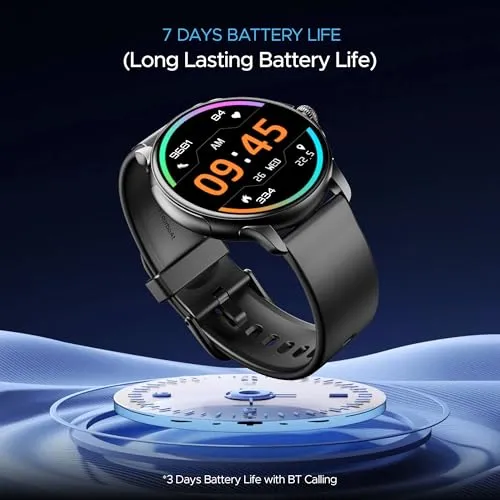 boAt Newly Launched Lunar Oasis w/ 1.43” AMOLED Display, Turn-by-Turn Navigation, Dynamic User Interface, QR Tray, Watch Face Studio, BT Calling, Emergency SOS Smart Watch for Men &Women(Active Black)