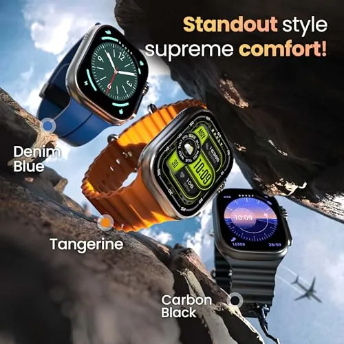 Boult Newly Launched Crown Pro Smart Watch 2.01'' AMOLED, BT Calling, Working Crown, AOD, Zinc Alloy Frame, 650 Nits Brightness, AI Voice Assistant, SpO2 Monitoring, 120  Sports Mode (Phantom Black)