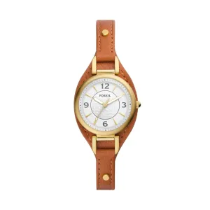 Carlie Three-Hand Medium Brown Eco Leather Watch