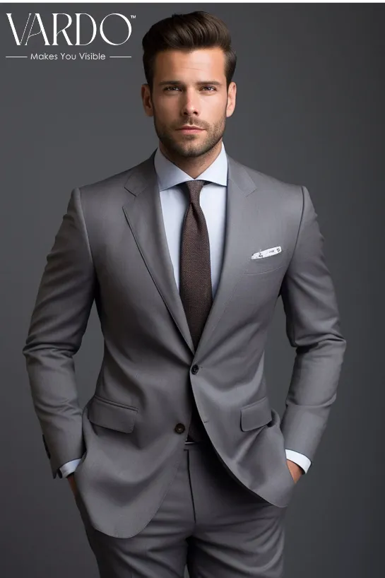 Classic Men's Worsted Grey Two Piece Suit - Premium Quality, Affordable Elegance- Tailored Suit- The Rising Sun store, Vardo