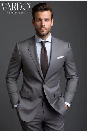 Classic Men's Worsted Grey Two Piece Suit - Premium Quality, Affordable Elegance- Tailored Suit- The Rising Sun store, Vardo