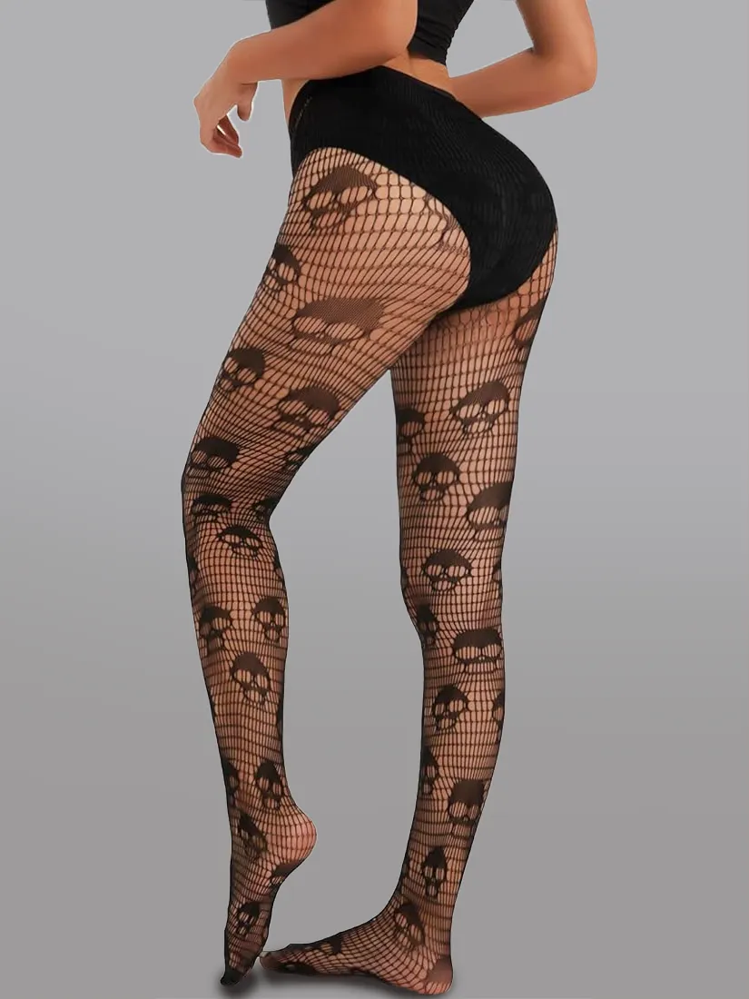 Dark Skull Mesh Tights