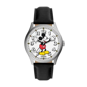 Disney x Fossil Special Edition Three-Hand Black Leather Watch