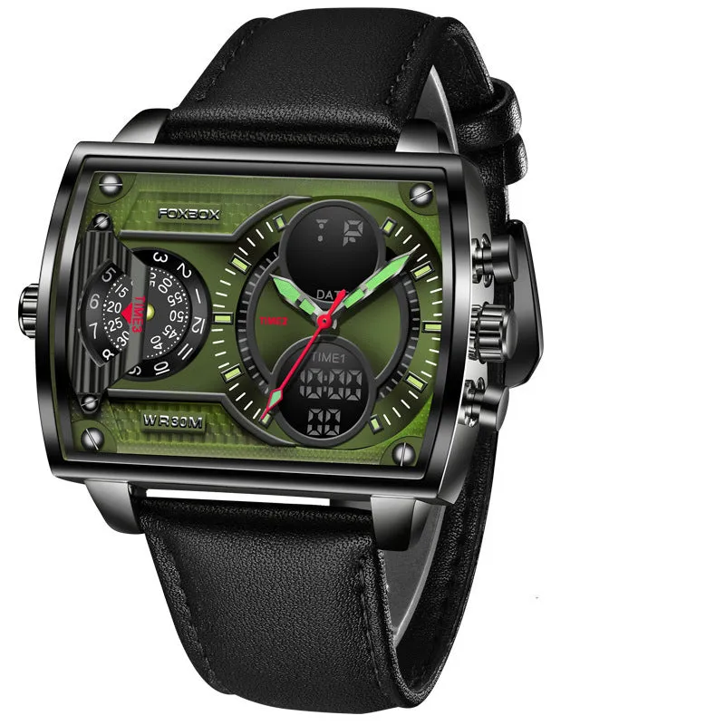 Electronic Multi-function Square Dual Display Watch