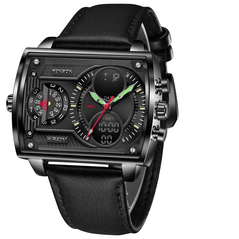 Electronic Multi-function Square Dual Display Watch