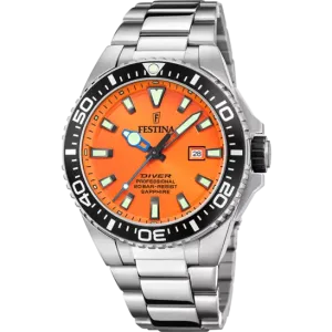 Festina Orange Dial Stainless Steel Bracelet Men's Watch F20663/4