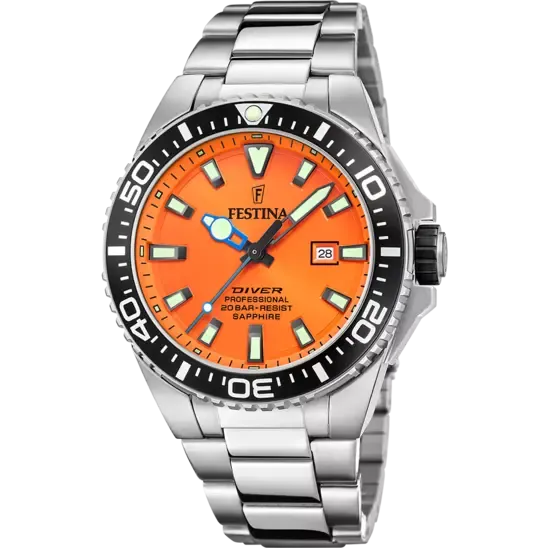 Festina Orange Dial Stainless Steel Bracelet Men's Watch F20663/4