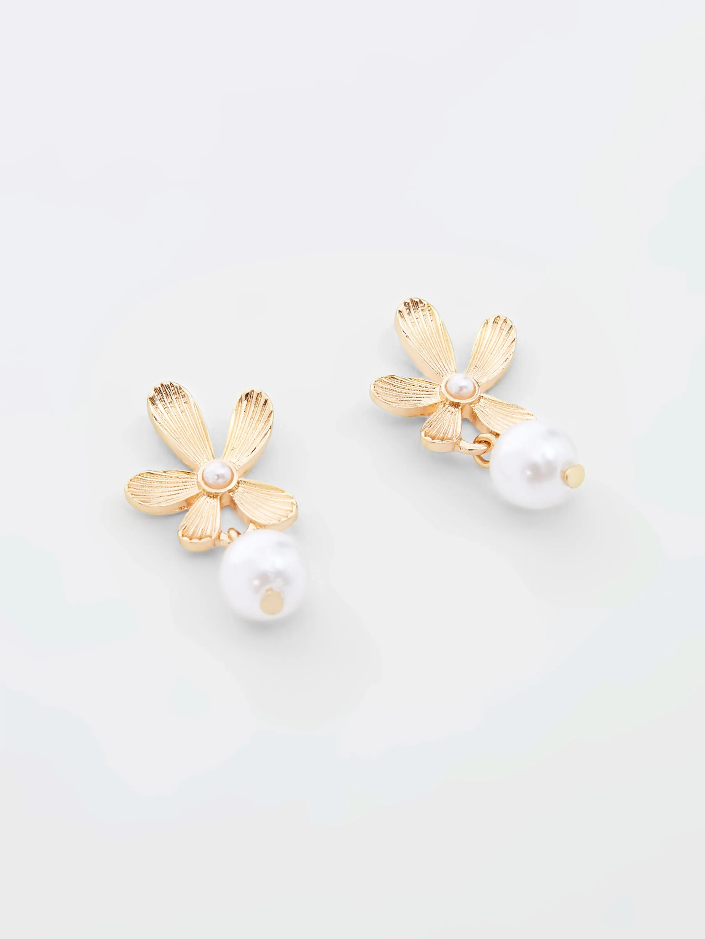 Flower Faux Pearl Drop Earrings