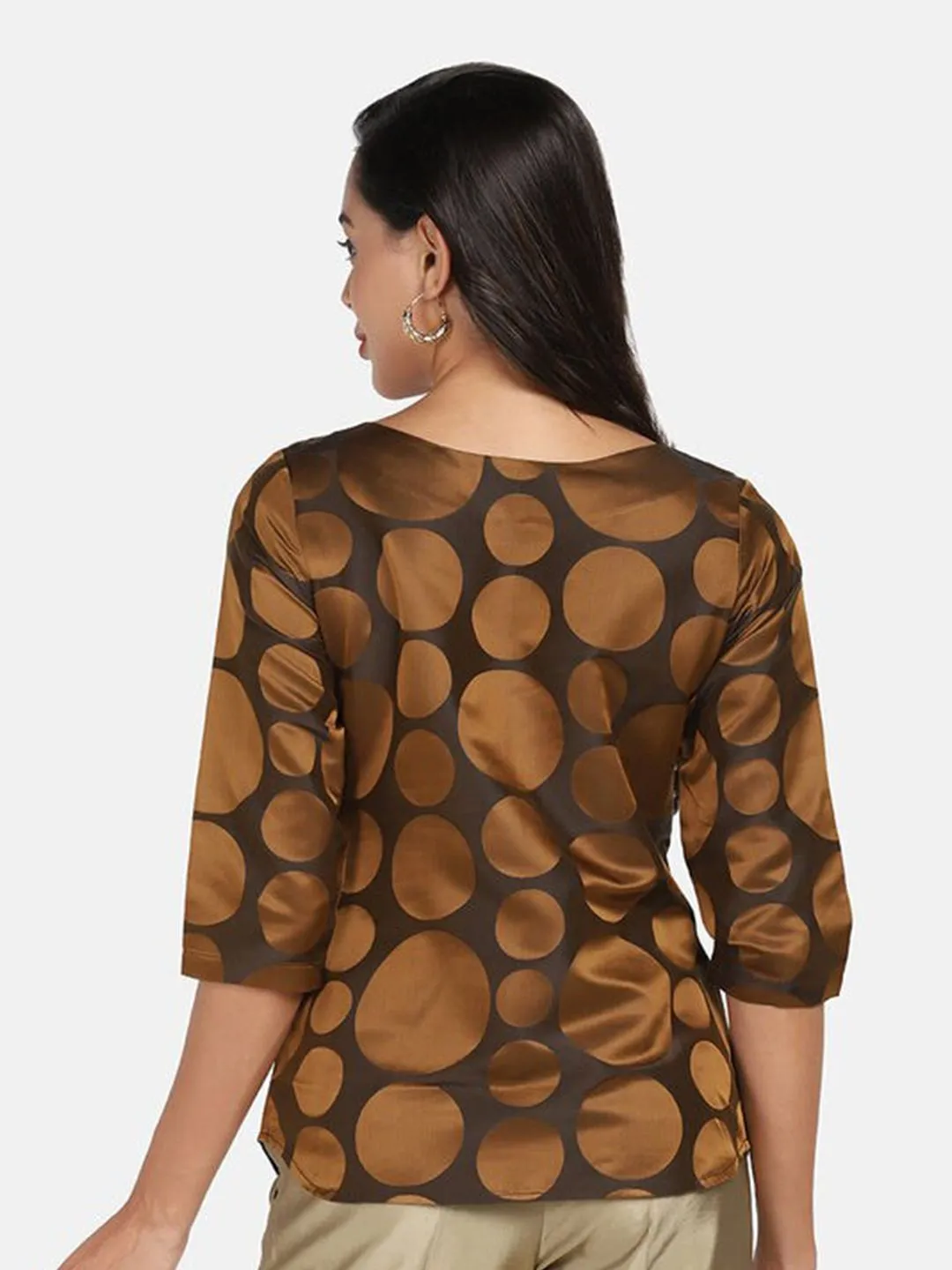 Formal Pure Silk Top - Copper Brown