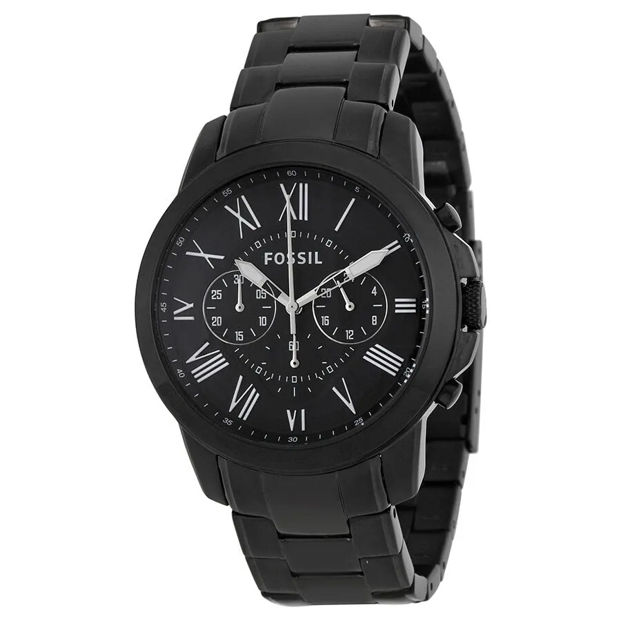 Fossil Grant Chronograph Black Dial Black-plated Men's Watch FS4832