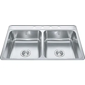 Franke Creemore Collection 33" Drop In 4-Hole Double Bowl Stainless Steel Kitchen Sink