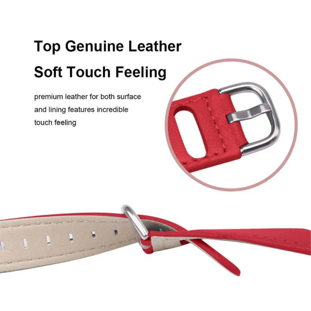 Garmin Vivoactive 4 elegant cowhide leather watch strap - Red