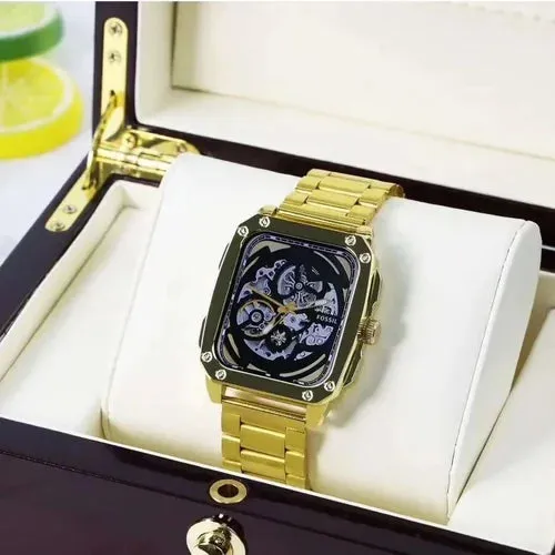 Gen-10 Smart Metal Watch With Gold & Lather Belt