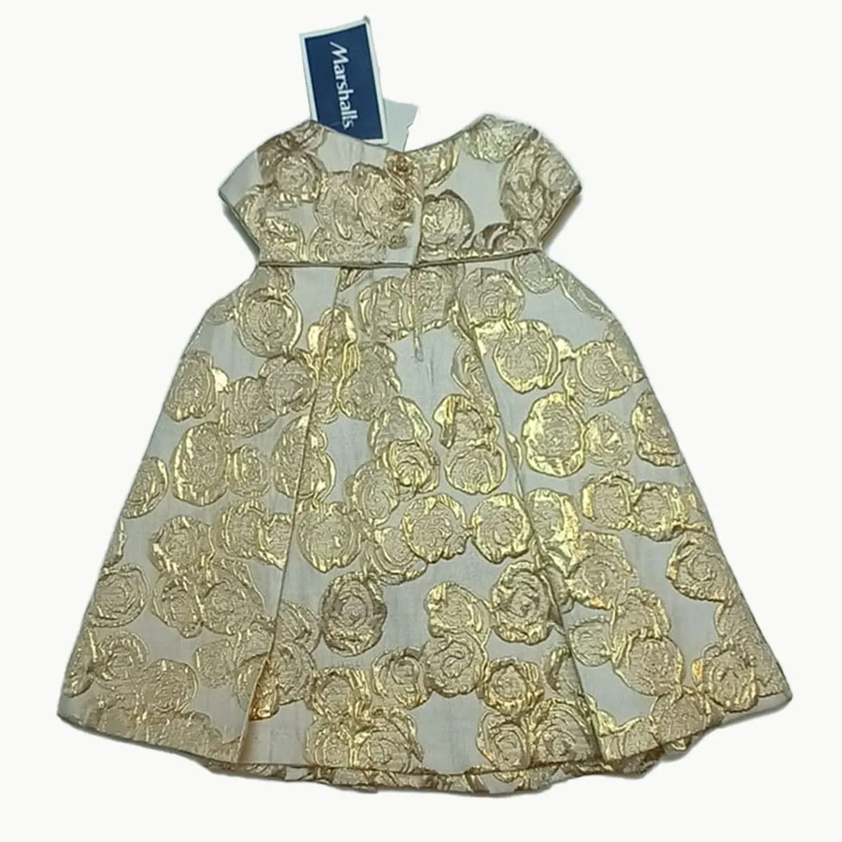 Girls Gold Floral Embossed Dress | Formal | Occasion Wear | Age 3 months – 2 Years