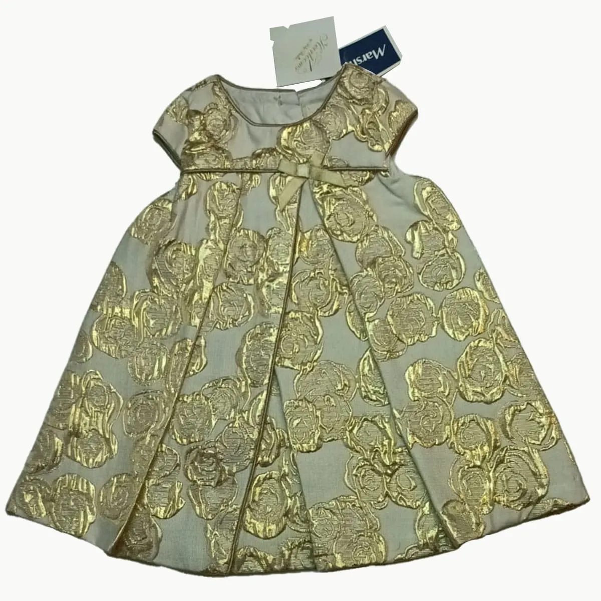 Girls Gold Floral Embossed Dress | Formal | Occasion Wear | Age 3 months – 2 Years