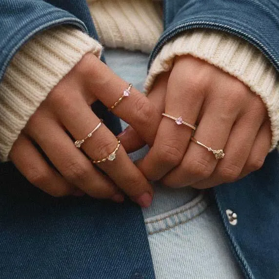 Gold Dainty Rose Quartz Ring