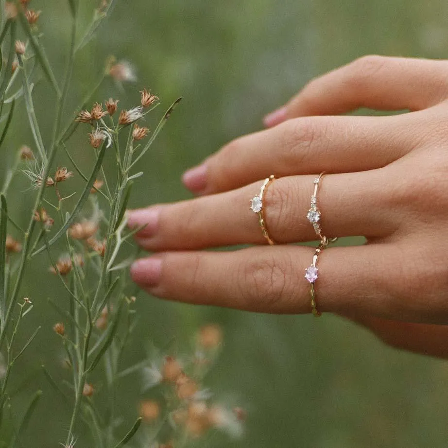 Gold Dainty Rose Quartz Ring