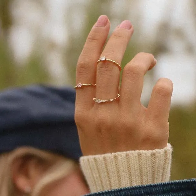 Gold Dainty Rose Quartz Ring