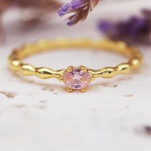 Gold Dainty Rose Quartz Ring