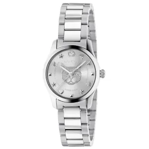 Gucci G-Timeless 27mm Silver Dial Stainless Steel Ladies Watch YA126595