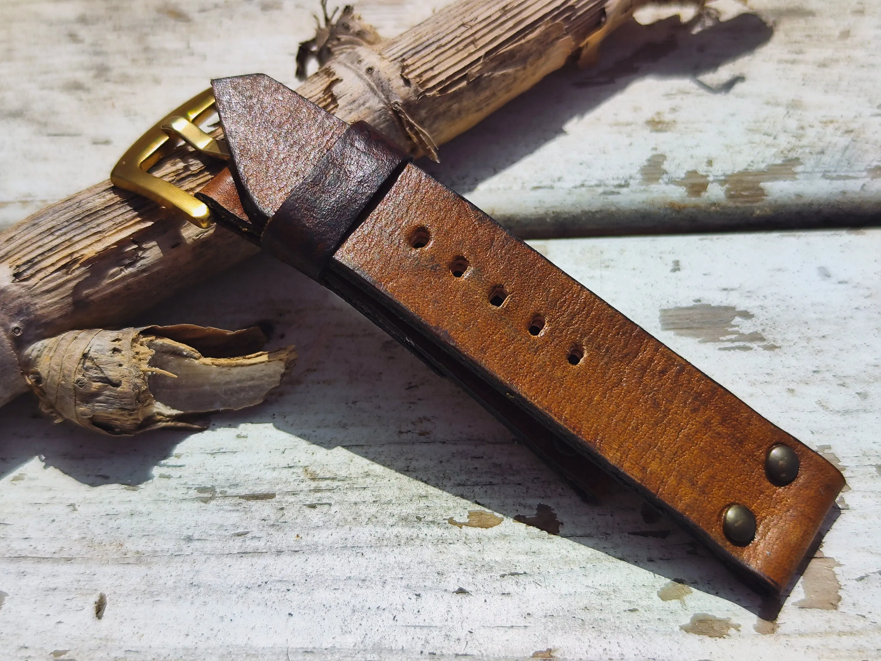 Handmade Vintage  Brown Leather Watch Band – Fits Standard & Apple Watches (22mm)