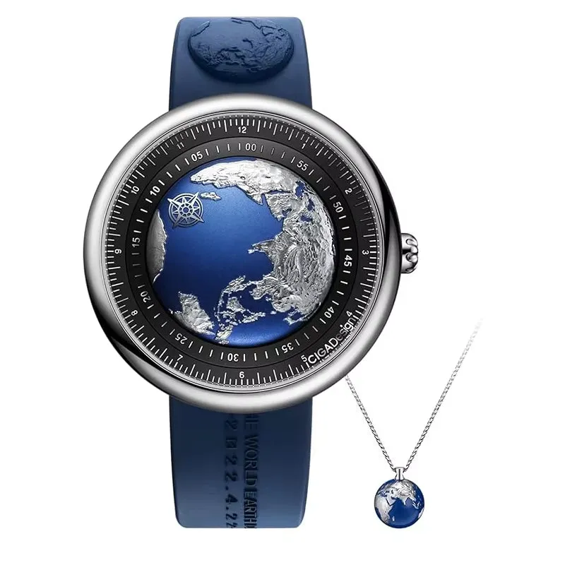 High-End Blue Planet Luxury Mechanical Automatic Watch w/Titanium Case