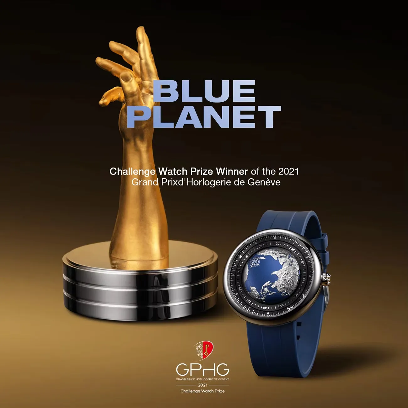 High-End Blue Planet Luxury Mechanical Automatic Watch w/Titanium Case