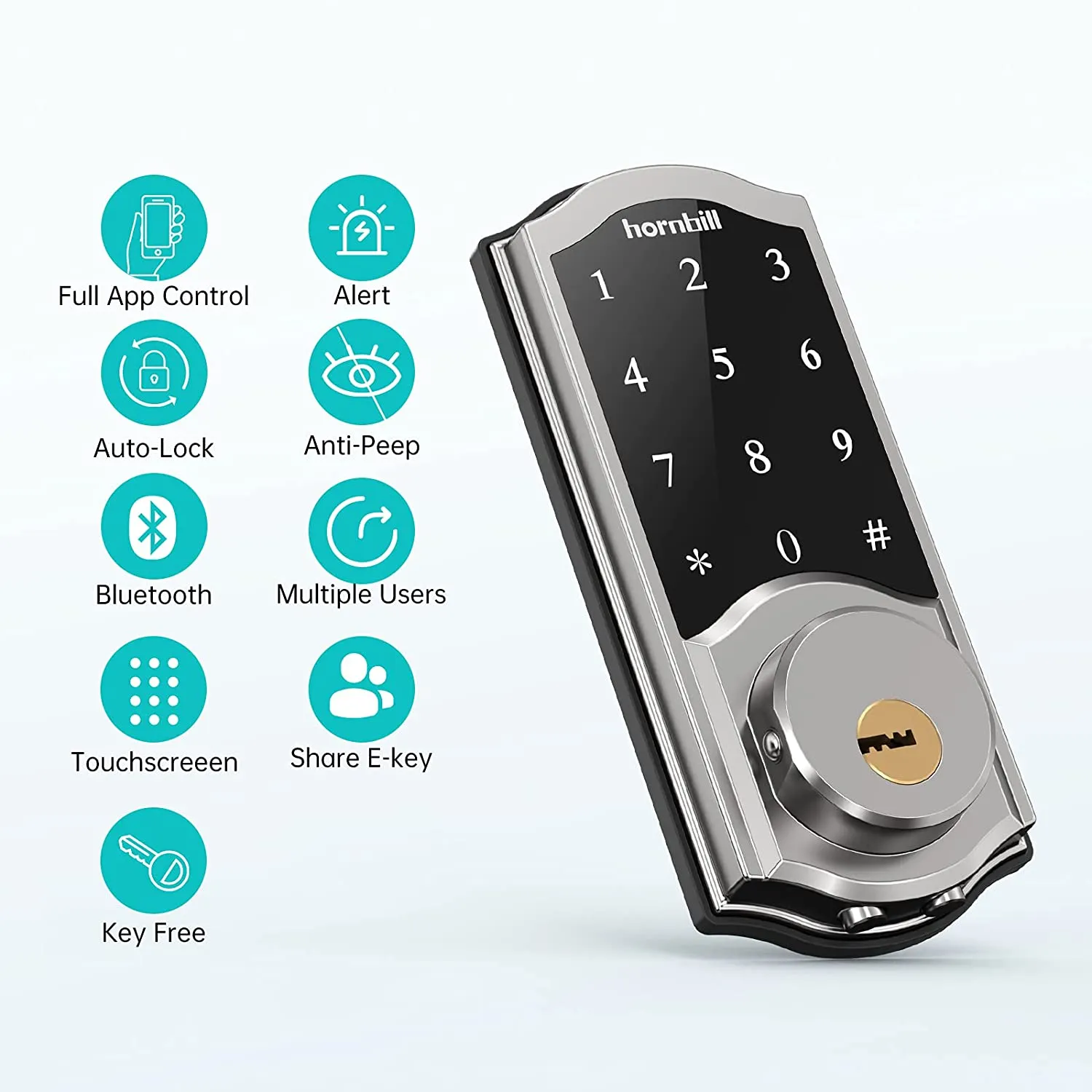 Hornbill Electronic Front Smart Home Door Lock - Keyless Wifi Keypad Unlock